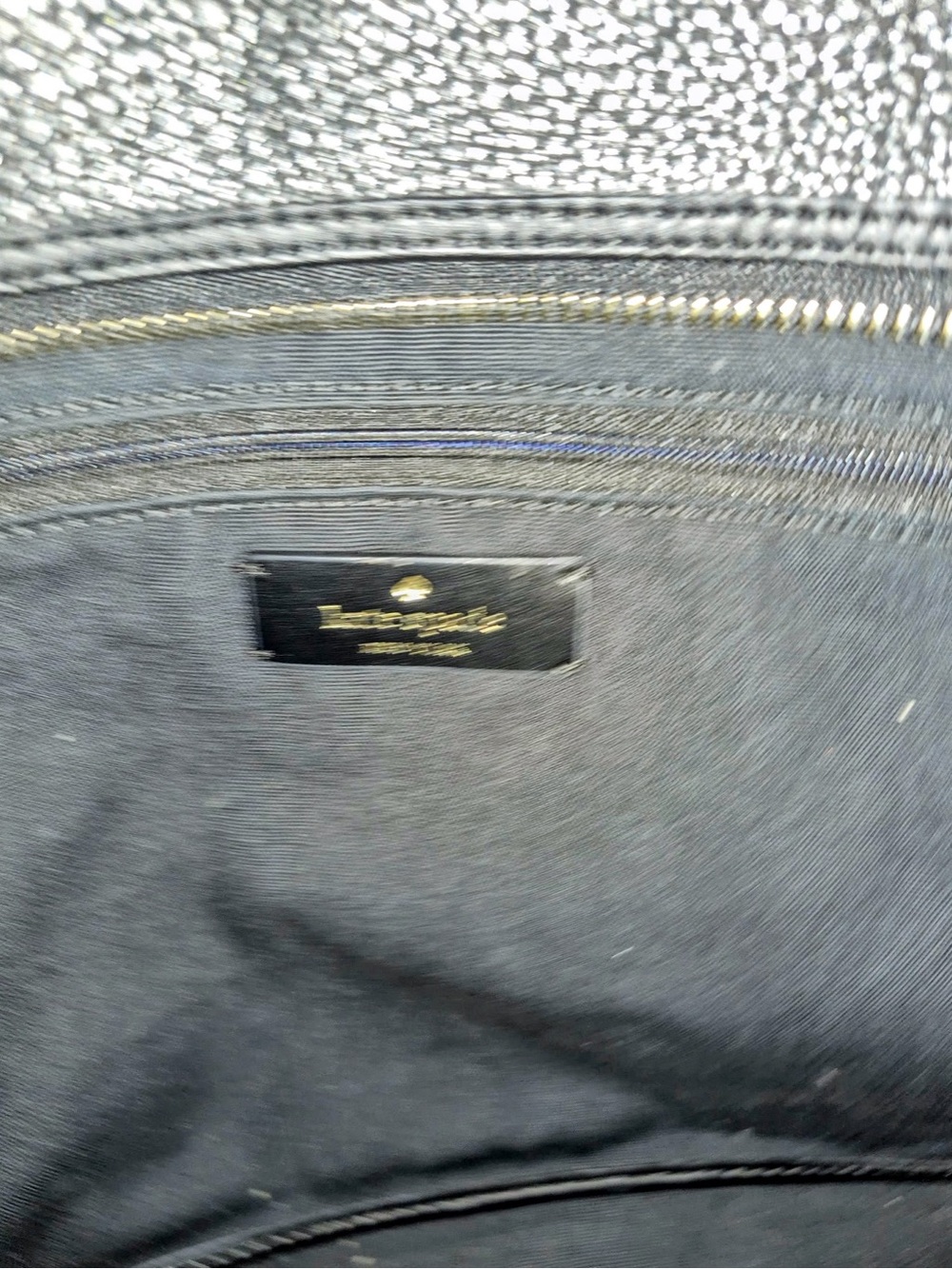 kate spade black leather logo tote with white print - Picture 6 of 7